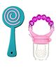 Enorme Silicone Lolipop Shape Multicolor Teething Soft Teether and Ring Style Food Fruit Feeder Nibbler Pacifier for Babies