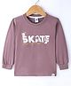 Teddy Sinker Knit Full Sleeves T-Shirt with Text Print - Mauve