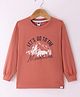 Teddy Sinker Knit Full Sleeves T-Shirt with Text Print - Rust
