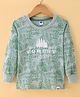 Teddy Sinker Knit Full Sleeves T-shirt with Text &  Tree Print - Green