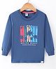 Teddy Sinker Knit Full Sleeves T-shirt with Text &  Tree Print - Navy Blue
