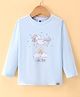 Teddy Sinker Knit Full Sleeves T-shirt with Text & Unicorn  Print - Light Blue