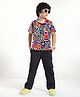 Ollington St. Half Sleeves Twill Shirt & Woven Joggers Set Printed - Multicolor & Black