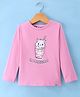 Teddy Sinker Knit Full Sleeves T-Shirt with Text & Kitty Print - Pink