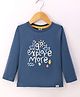 Teddy Sinker Knit Full Sleeves T-Shirt with Text Print - Navy Blue