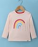 Teddy Sinker Knit Full Sleeves T-Shirt with Text Print - Peach