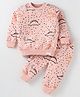 Teddy Fleece Knit Full Sleeves Winter Wear Night Suit with Dino  Print - Light Red