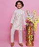 Little Bansi Full Sleeves Striped Foil Printed Kurta With Coordinating Solid Pyjama Set for Onam - Yellow