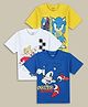 Kidsville Pack of 3 Sonic Featuring Half sleeves Hedgehog Printed Tees - Yellow White Blue