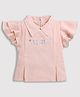 Tiny Girl  Frill Sleeves Text Foil Printed  Top - Peach