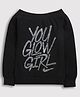 Tiny Girl  Full Sleeves Text Stone Embellished Top - Black