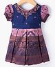 Enfance Half Sleeves Banarasi Printed Pattu Pavdai Mock Style Dress - Pink