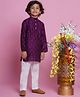 Little Bansi Cotton Silk Full Sleeves Zari Embrodiery Kurta With Pyjama - Royal Purple