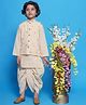 Little Bansi Cotton Full Sleeves Kurta With Paisley Foil Printed Coordinating Dhoti & Jacket Set for Onam - Cream