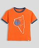 Somersault Half Sleeves Basketball Theme Jump Text Printed Tee - Orange