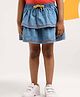 Somersault Abstract Embroidered Layered Denim Skirt - Blue
