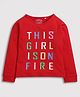 Tiny Girl Cotton Full Sleeves Text Detailed T Shirt - Red