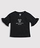 Tiny Girl Three Fourth Sleeves Text Printed Top -  Black