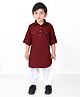 BAD BOYS Full Sleeves Solid Kurta With Pyjama Set - Maroon