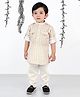 BAD BOYS Full Sleeves Abstract Motif Printed Kurta With Solid Pyjama Set - Mustard