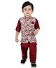 BAD BOYS Full Sleeves Solid Coordinating Kurta Pyjama With Floral Printed Jacket Set - Maroon