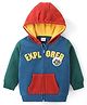 Babyhug Cotton Knit Full Sleeves Front Open Hooded Sweatjacket with Quilted Design &  Animal Patch Detailing - Multicolour