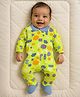 Somersault Cotton Knit Full Sleeves Abstract Printed Sleepsuit - Green