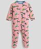Somersault Cotton Knit Full Sleeves Animals & Birds Printed Sleepsuit - Pink
