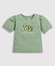 Tiny Girl Cotton Half Sleeves Sequin Embellished Top  - Green