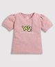 Tiny Girl Cotton Half Sleeves Sequin Embellished Top  -  Pink