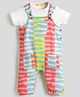 Somersault Abstract Striped Dungaree Style Romper With Solid Tee - Multi Colour