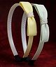 Stol'n Set Of 2 Pearl Embellished Bow Designed Hair Bands - Yellow & Sea Green