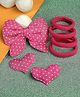 Stol'n Bow Design Hair Clips & Rubber Bands Set - Red