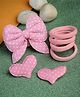 Stol'n Bow Design Hair Clips & Rubber Bands Set - Pink