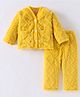 Kookie Kids Full Sleeves Front Open Solid Winter Wear Night Suit - Yellow