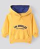 Doodle Poodle 100% Cotton Light Weight Looper Knit Full Sleeves Sweatshirt with Text Print & Kangaroo Pockets - Mustard