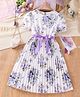 Bolly Lounge Cotton Blend Puffed Sleeves Floral Printed  Dress - Purple
