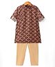 Robo Fry Silk Woven Full Sleeves Block Printed Kurta Pyjama Set - Burgandy
