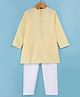 Robo Fry Cotton Woven Full Sleeves Embroidered Kurta Pyjama Set - Yellow