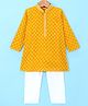 Robo Fry Woven Full Sleeves Kurta Pyjama Set with Floral Embroidery - Mustard