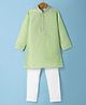 Robo Fry Silk Full Sleeves Kurta Pyjama Set with Textured Detailing- Light Green & White