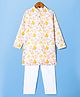 Robo Fry Silk Woven Full Sleeves Abstract & Foil Print Kurta Pyjama Set - Yellow