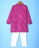 Robo Fry Silk Woven Full Sleeves Kurta Pyjama Set with Bandhani Print- Pink & Plum