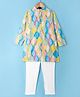 Robo Fry Silk Woven Full Sleeves Kurta Pyjama Set with Colour Block Design - Multicolour