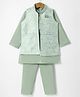 Robo Fry Jacquard Woven Full Sleeves Kurta Pyjama Set with Floral Print  Sequinned & Embroidered Jacket - Mint