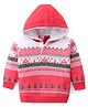 Babyhug Cotton Knit Full Sleeves Hooded Sweatshirt With Reindeer Design - Pink & White