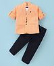 Robo Fry Lycra Knit Full Sleeves Blazer with T-Shirt & Trouser Set - Orange