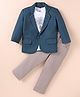 Robo Fry Knit Full Sleeves Blazer With Text Printed T-Shirt & Trouser Set - Teal Blue
