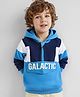 Babyhug Cotton Knit Full Sleeves Hooded Sweatshirt with Colour Block Design - Blue