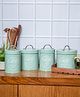 VONCASA Tea & Sugar Jar (Each 850 ml) + Biscuits & Namkeen Jar (Each 1300 ml) - Green, Set Of 4